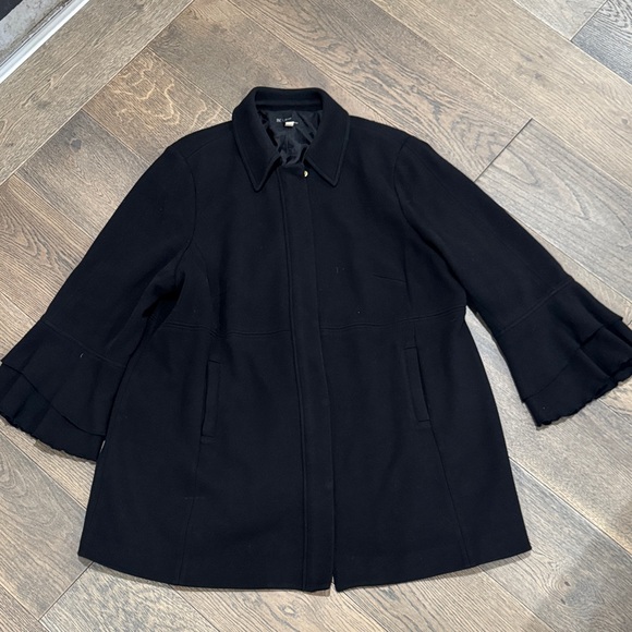INC International Concepts Jackets & Blazers - INC Womens Black Wool-Blend A-Line Coat Plus Size 3X